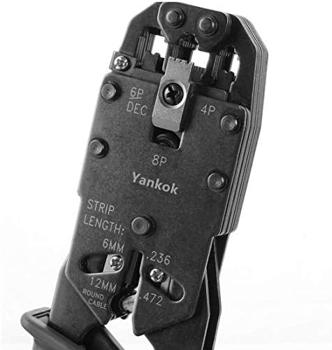 Yankok [RJ45 RJ12 RJ11 Tester Crimper Primper] עבור מחברי רשת 8p 6p 4p ו- Cat5 Cat5 כבלי אתרנט רצועת Carm